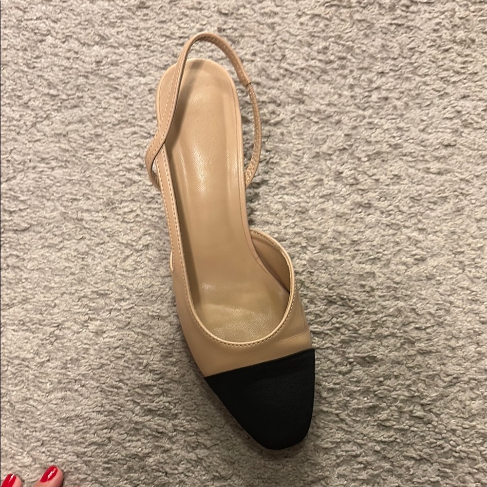Elegant Black and Tan Women's Slingback Shoes